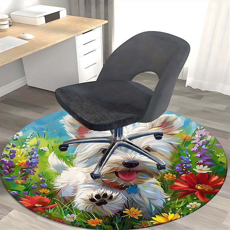 1pc Anime Design Round Carpet Office Chair Mat, Non Slip Rug for Home Decor, All Seasons