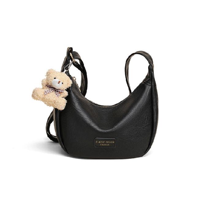 

White Large Capacity Commuter Bag for Women 2025 New Soft Leather Sports Style Dumpling Bag French Underarm Bag чорний