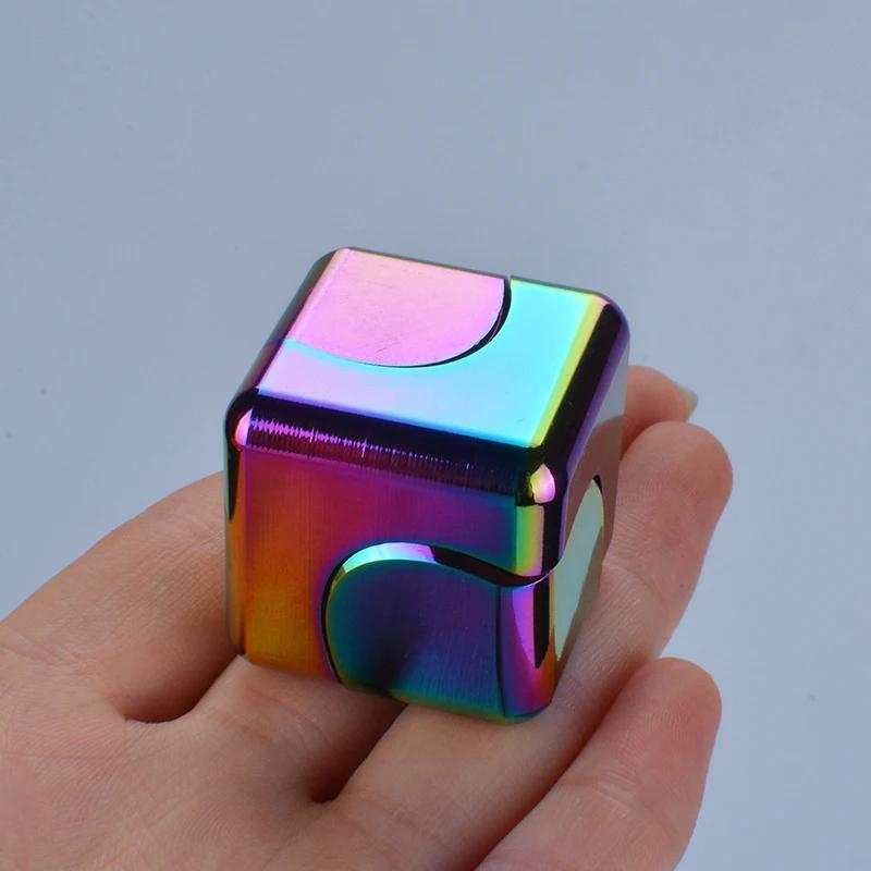 Alloy Cube Spinner Fingertip Gyroscope Fidget Anti Stress Toys Adult Office Home Travel Portable Stress Relief Toys Xmas Gifts