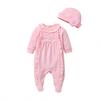 Newborn Infant Baby Girls Solid Ruffles Floral Romper Jumpsuit+Hat Outfits Sets
