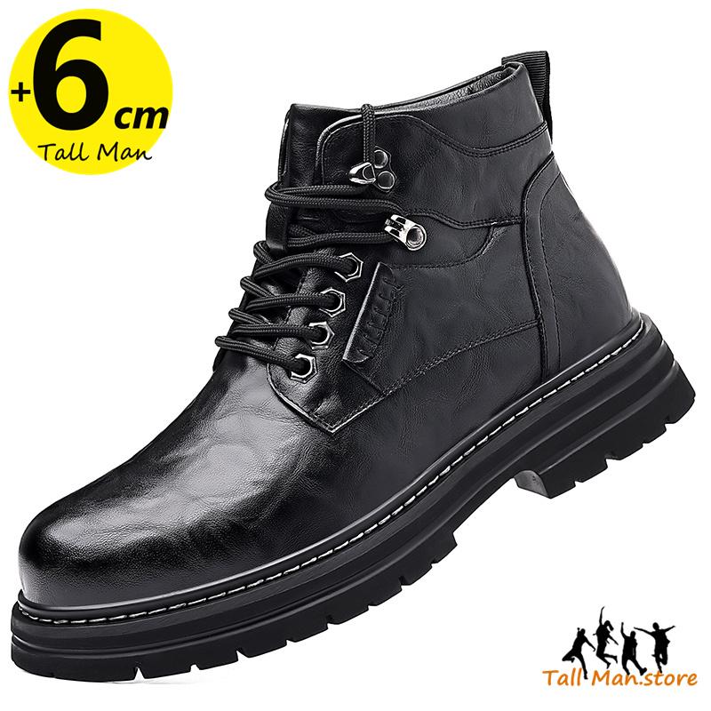Boots Leather Shoes Man Lifts Sneakers Elevator Height Increase Sole  6cm for Men Business Warm Winter Leisure British