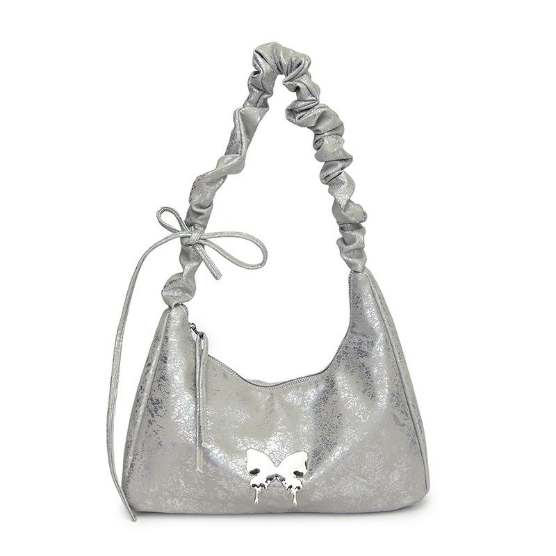 Korean version ins pleated armpit bag 2025 new design sense niche messenger bag super fire butterfly commuter shoulder bag