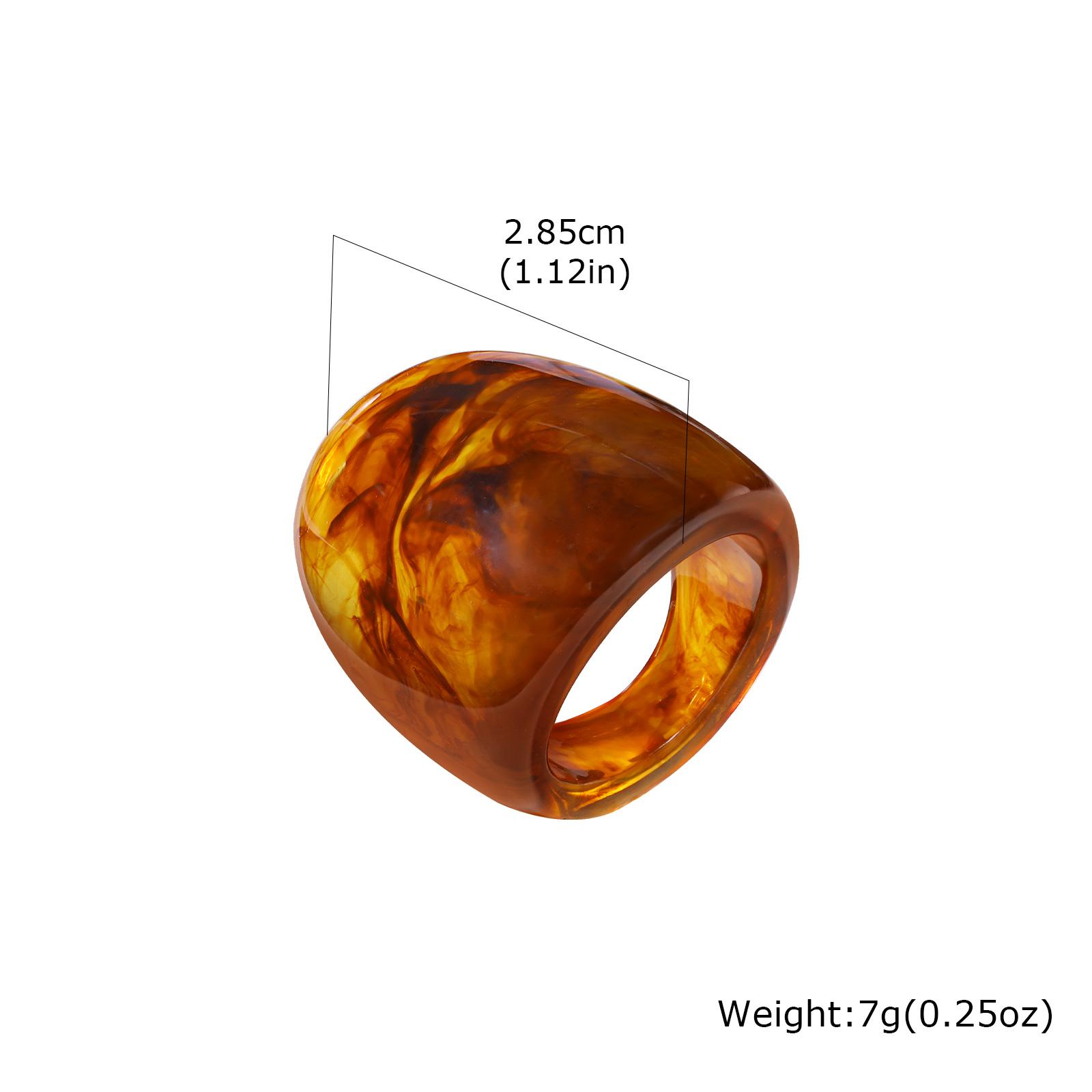 Vintage Geometric Amber Color Resin Chunky Wide Rings for Women, Exaggerated Large Ring, Punk Trendy Statement Jewelry Gift
