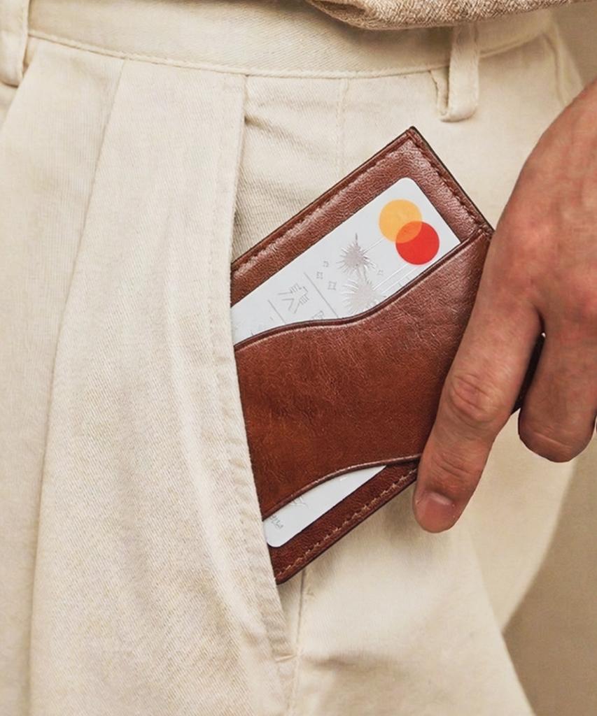 Matt New Vecchio Cowhide Card Holder Camel Brown