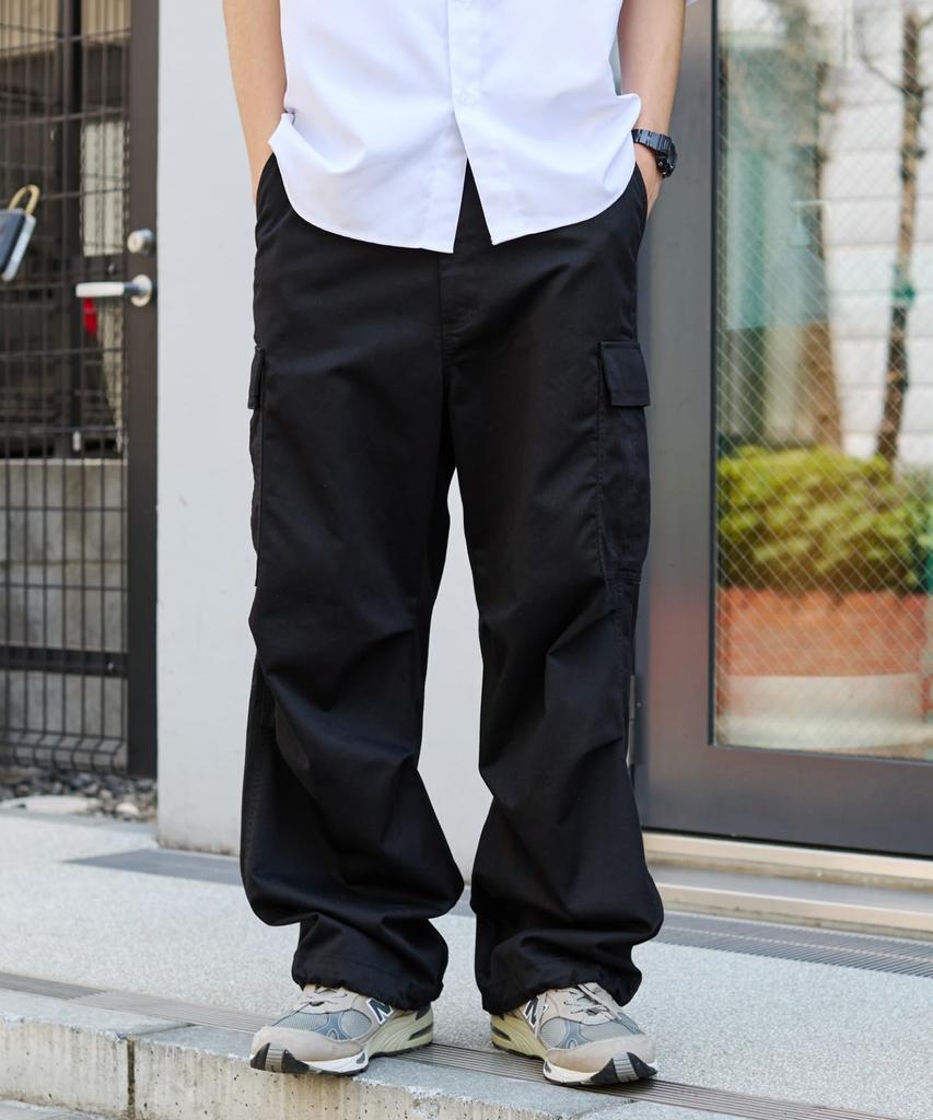 WEGO Unisex Cargo Wide Loose Casual Wide Korean Long Size Type Black Pants, Cargo, Fit, Streetwear, Bottoms, Trousers, Pants, Style, Spring, Summer,