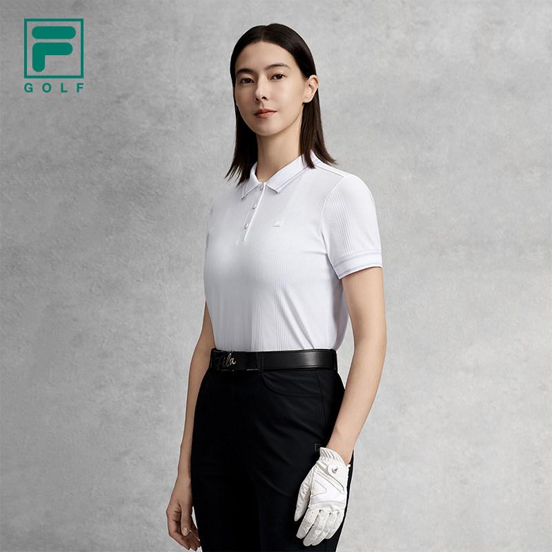 Fila Golf Series Fashion Simple Sports Comfortable Knitted Short Sleeve Polo Shirt Women Tops Jade-White A11W625109FWT