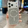 Glitter Diamond Rhinestone Phone Case for iPhone 17 16 15 14 Pro Max Air Shiny Bling Wireless Charging Magnetic Shockproof Cover
