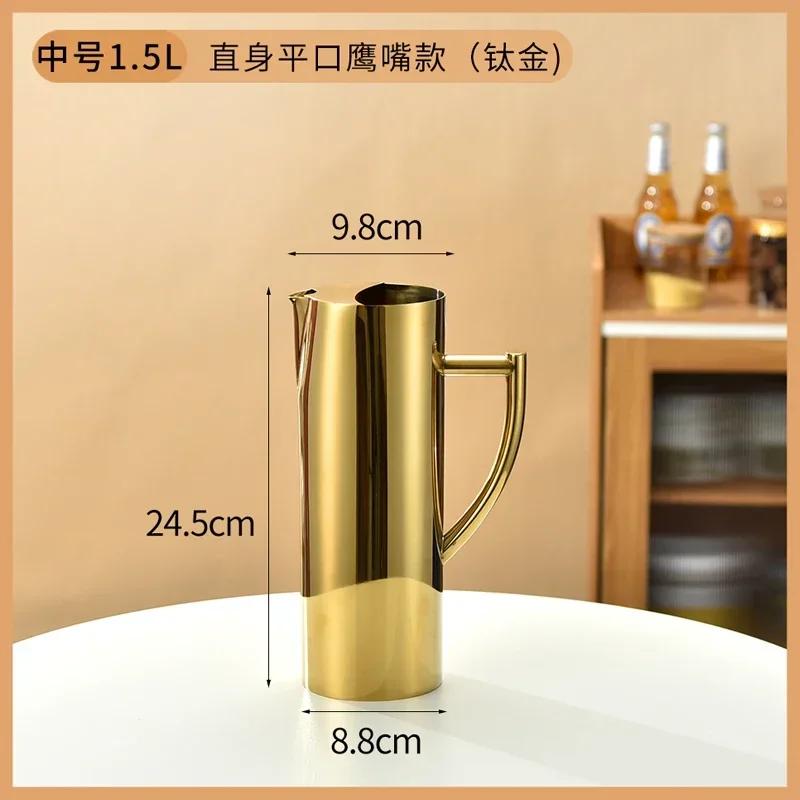 304 Stainless Steel Cold Water Boiled Cup Golden Ice Freeze Kettle Beer Jar for Bar Fruit Juice Red Wine with Divider