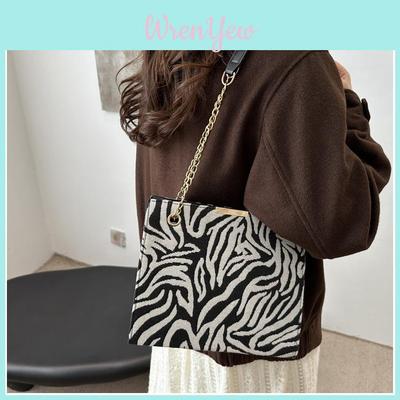 Zebra Pattern Pu Casual Shoulder Bag With Chain Strap For Daily Use