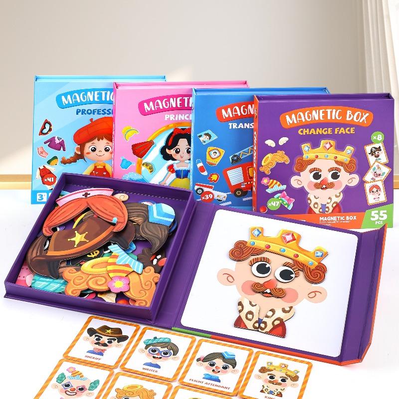 Magnetyczne Puzzle Ubieranki Zabawki Edukacyjna Gra Zabawna Przyjazna w Podróży Prezenty Niespodzianki Odpowiednie dla Chłopców i Dziewczynek w Wieku 3-6 Lat