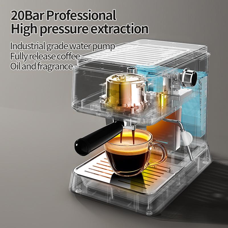 Nowy włoski półautomatyczny ekspres do kawy z ekstrakcją pod wysokim ciśnieniem i spieniaczem do mleka do użytku domowego
