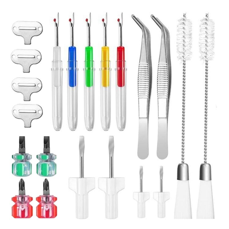 21Pieces Multifunction Sewing Machine Accessories Set Includes Tweezer Double Headed Brush Screwdrivers Seam Unpicker 1