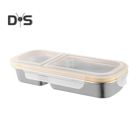 

Контейнеры для закусок из нержавеющей стали, разделенная коробка для приправ с крышками, ланч-бокс с герметичными отсеками, многоразовый пищевой контейнер для школы 2Grids