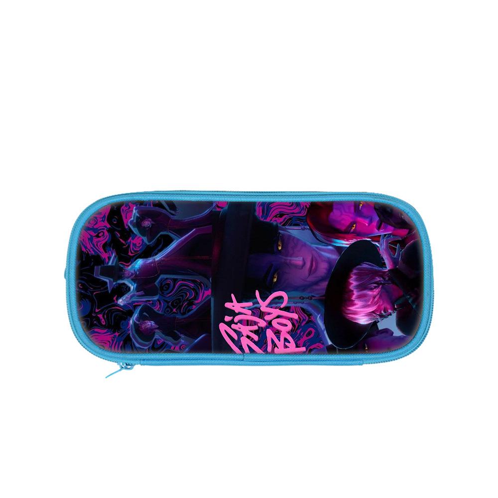 Student Blue Double-layer Pencil Case Kpop Witch Hunting Girl Group Student Storage Stationery Bag Pencil Bag