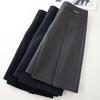 Women's Spring 2025 High-End Black Pleated Irregular Midi Skirt