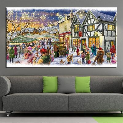 Crăciun Fericit, 5D, pictură cu diamante, broderie cu strasuri, peisaj, casă, mozaic, lucrare cu ac, cadou pentru decorațiuni de interior R305