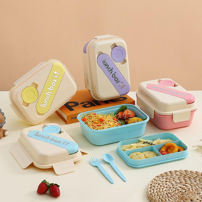 Buckle Macaron Value Lunch Box, Water Cup Dopamine Set, Microwave Oven Heating, Grid Sealing Bento Box