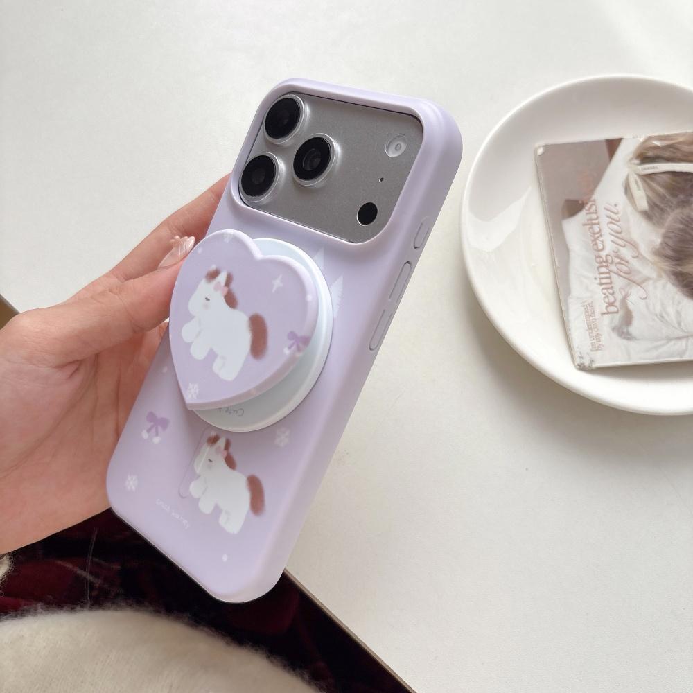 Rubber Fruit Ins Gentle Girl Graffiti Gloves Pony Magnetic Case for iPhone17pro Mobile Phone Case Apple 16promax Matte Film Case 15 Anti-drop