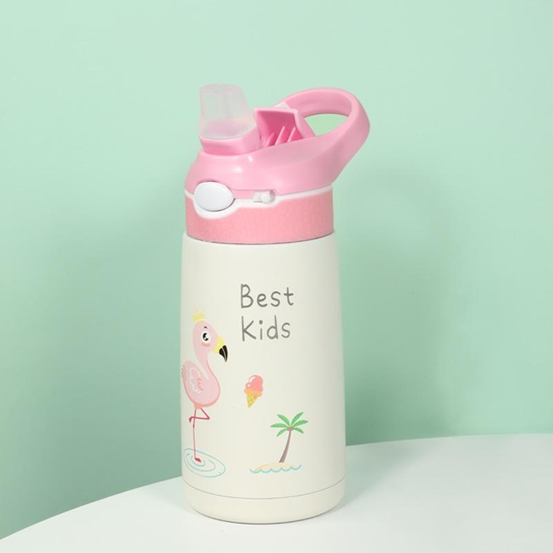 400ml Thermos Water Bottle For Kids Baby Cartoon Duck Straw Cup 316 Stainless Steel Vacuum Flask Outdoor Portable Thermos Cup