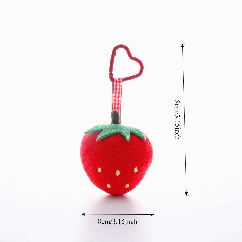 

Soft Strawberry Plush Keychains Cute Red Apple Christmas Pendant Cartoon Fruit Doll Knapsack Decor Creative Gifts for Child суничний