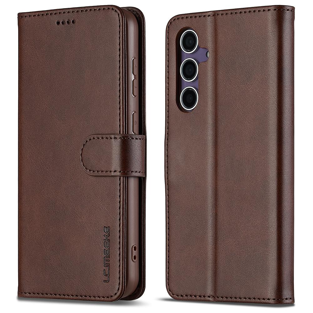 

LC.IMEEKE Для Samsung Galaxy A16 5G/A16 4G Чехол Текстура теленка PU кожа Подставка Кошелек Чехол для телефона Brown