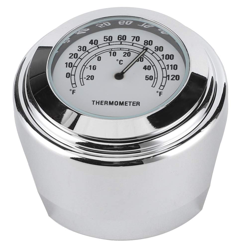 Motorcycle Thermometer, 1in 7/8in Handlebar Mount Thermometer ‑20℃ ‑ 50℃ Measuring Dial Weatherproof for Motorcycle(White)