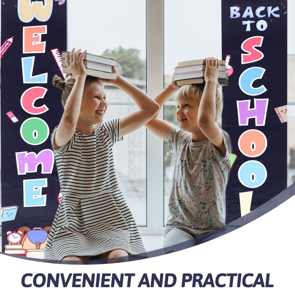 1 Pair Back To School Welcome Couplets Decor Classroom Door Banners School Party Decor