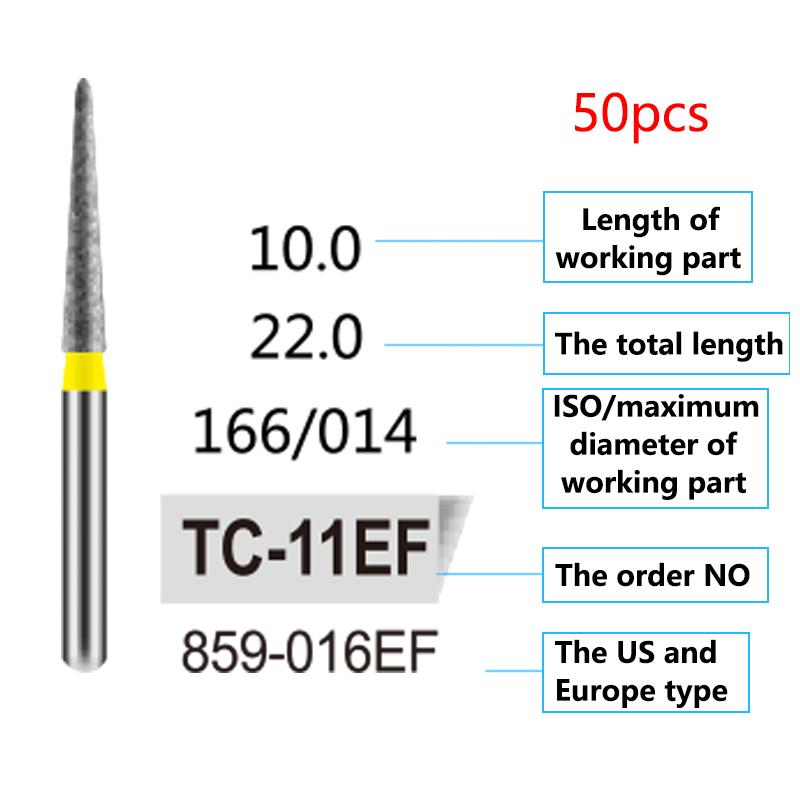 50Pcs Dental Diamond Burs Drill FG 1 6Mm For High Speed Handpiece Denspay Polishing Whitening Lab Material