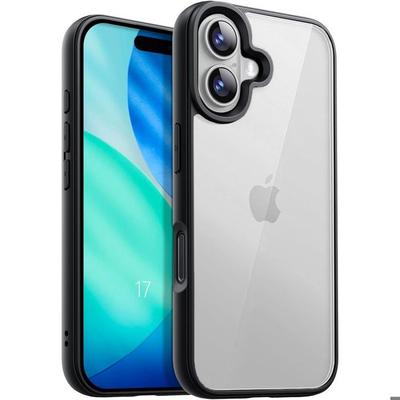 Protective Case - E.F.Connection - for iPhone 17 - Black Silicone - Transparent Hard Back - Shockproof