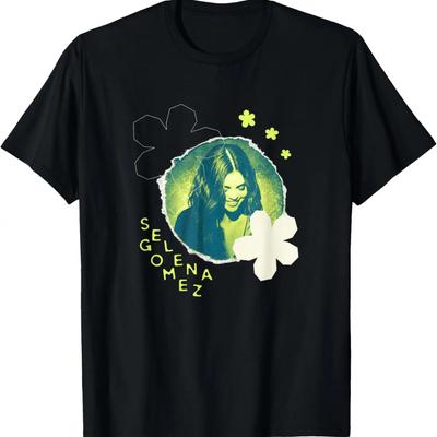 Official Selena Gomez Green Flower Photo T-Shirt