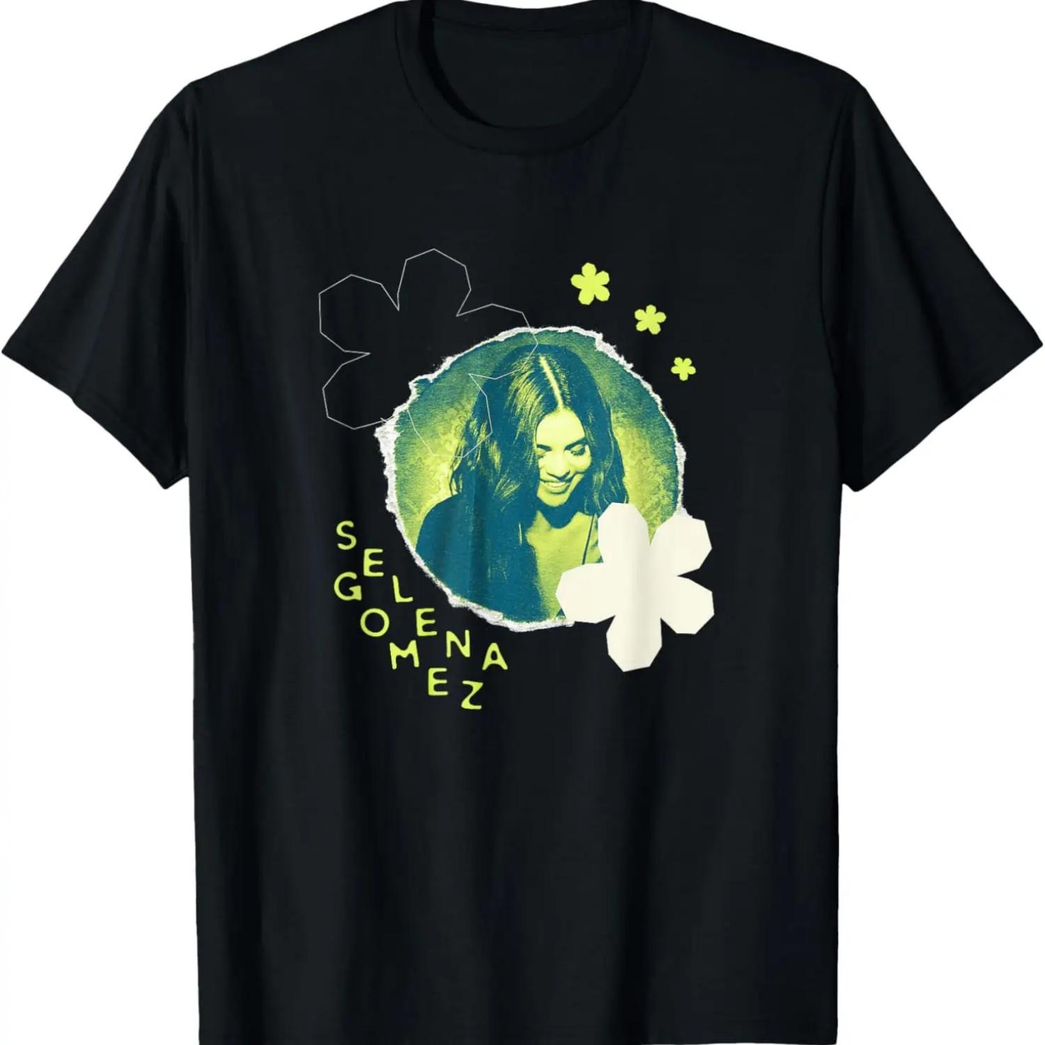 Official Selena Gomez Green Flower Photo T-Shirt S