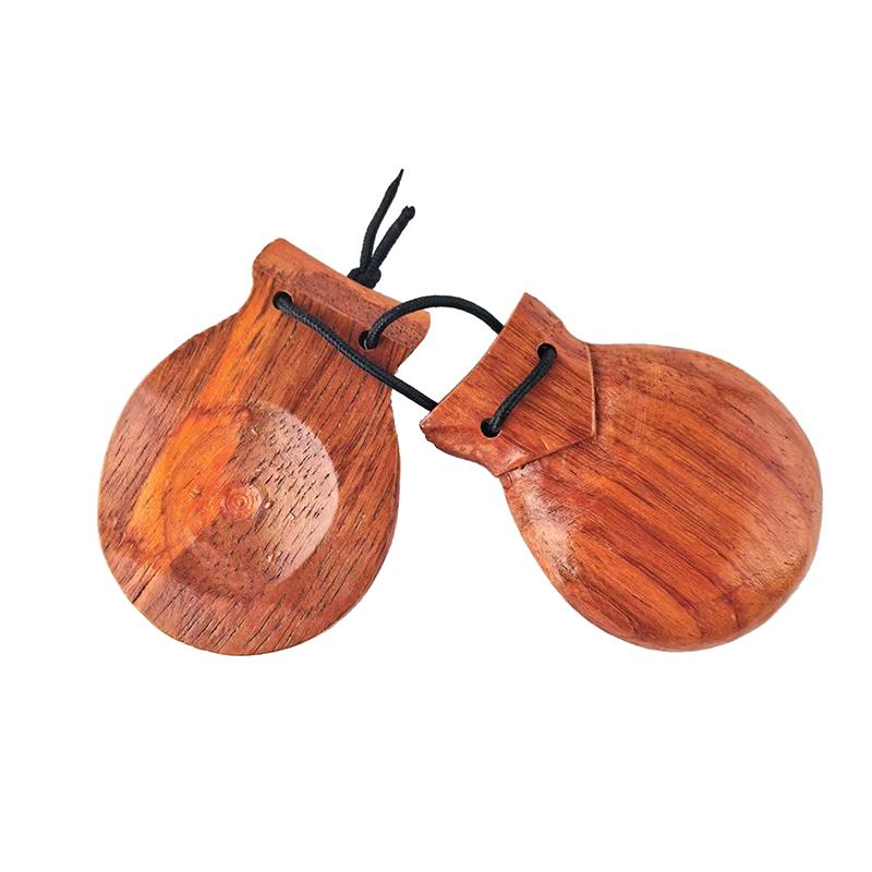 

2 шт. Традиционные кастаньеты из дерева Испанские кастаньеты для танца фламенко Кастаньеты со шнурком Ручной хлопок Детский ударный инструмент
