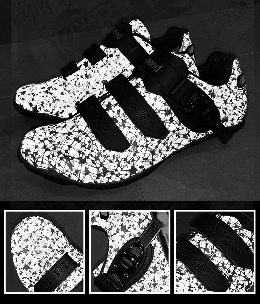 SEROUNY Cycling Road Bike MTB Fast Binding Cleat 203White38 Shoes, Shoes, SPD-SL Compatible, Laces, Shoes, Non-Slip Set,