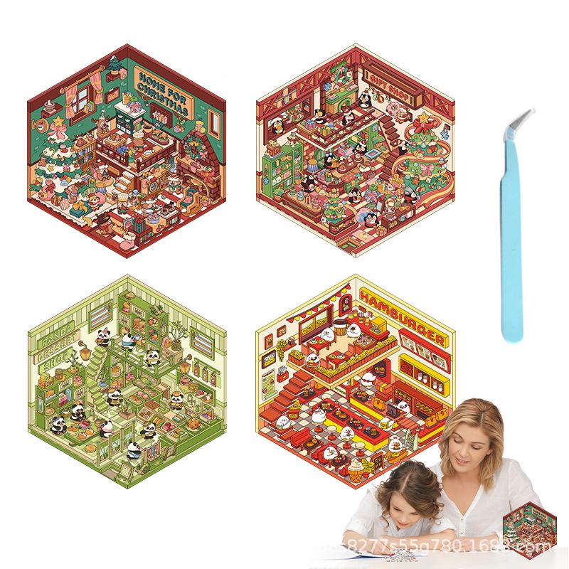 Senyou 3.0 Christmas Cottage 3D Miniature Scene Stickers - Exclusive DIY Landscape Decor
