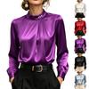 Damen Satin Bluse mit Perlen und Mandarin-Kragen