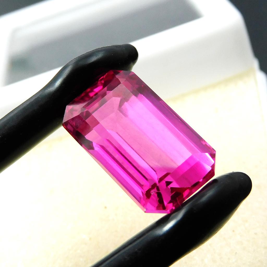 CERTIFIED Loose Gemstone Natural Pink Sapphire Perfect Emerald Cut 16.25 Ct