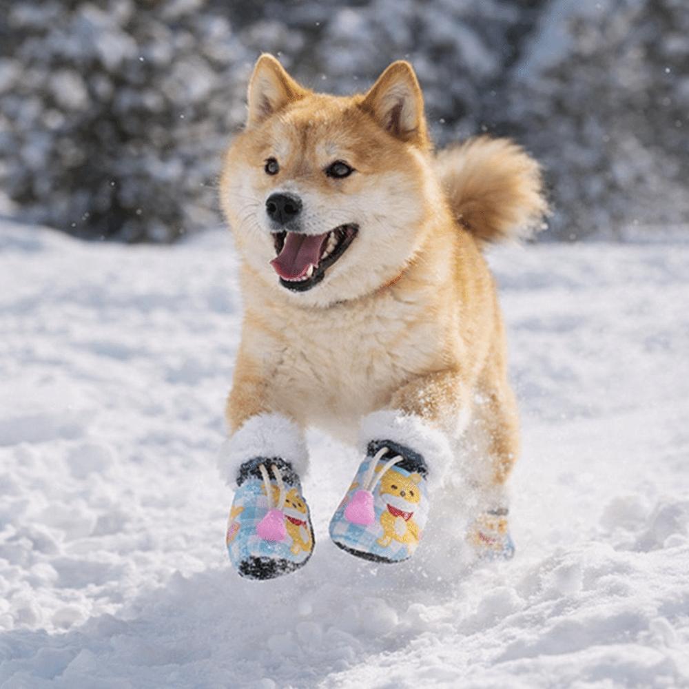 4 pieces/set Soft-Sole Anti Slip Shoes Waterproof Dogs Warm Boots Cute Winter Dogs Boots  Outdoor