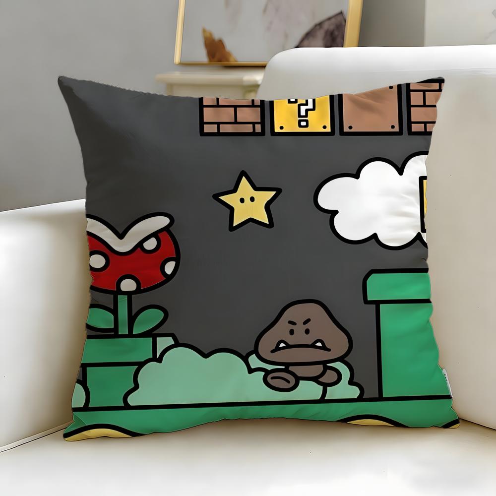 classic game character Mario Cushion Cover Soft & Easy-Wash Pillow Case – Versatile for Couch, Bed, Travel and Office