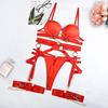 Toucheart Sexy Lingerie Suit for Women Sexy Fashionable Metal Chain Complex Craftsmanship Front Button Sex Hollow Out Underwear