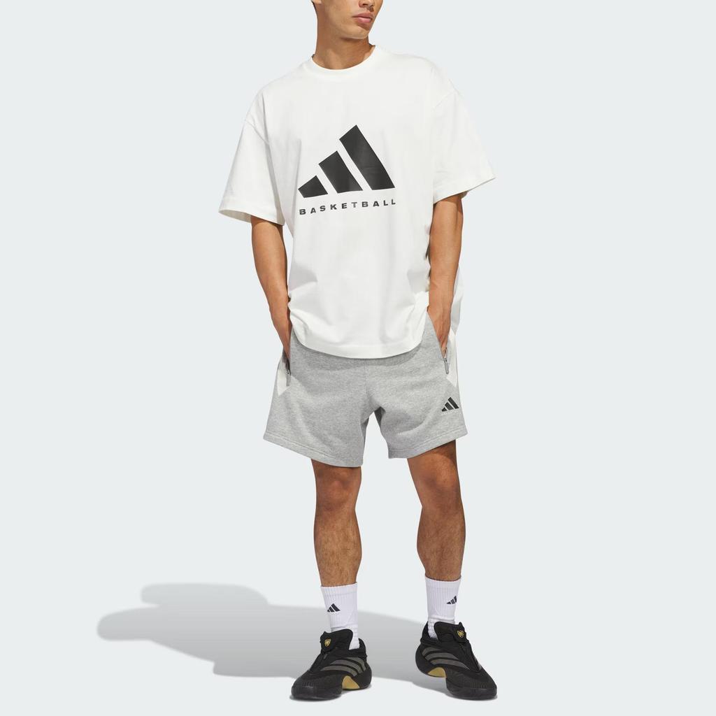 adidas Basketball Logo Short Sleeve T-Shirt Off White Unisex JZ9528