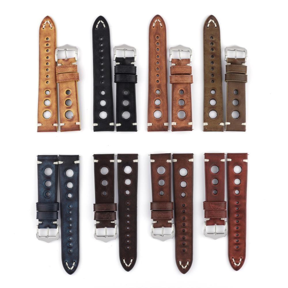 Handgefertigtes Echtes Leder Uhrenarmband 20mm 22mm 24mm Vintage Erste Schicht Rindsleder Uhrenarmband Armband Ersatz für Herren