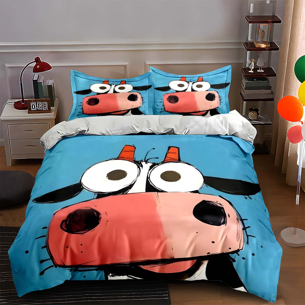 

Cartoonish cow illustration. Bedding Duvet cover sets Duvet covers Pillowcases gifts (1 * Duvet Cover 2 * Pillowcases, without duvet insert) 135x200cm
