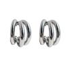 Real Gold-Plated Copper Crazy Sister Classic Three-Tube Earrings: Women's C-Shaped Hoop Silver Needle 300