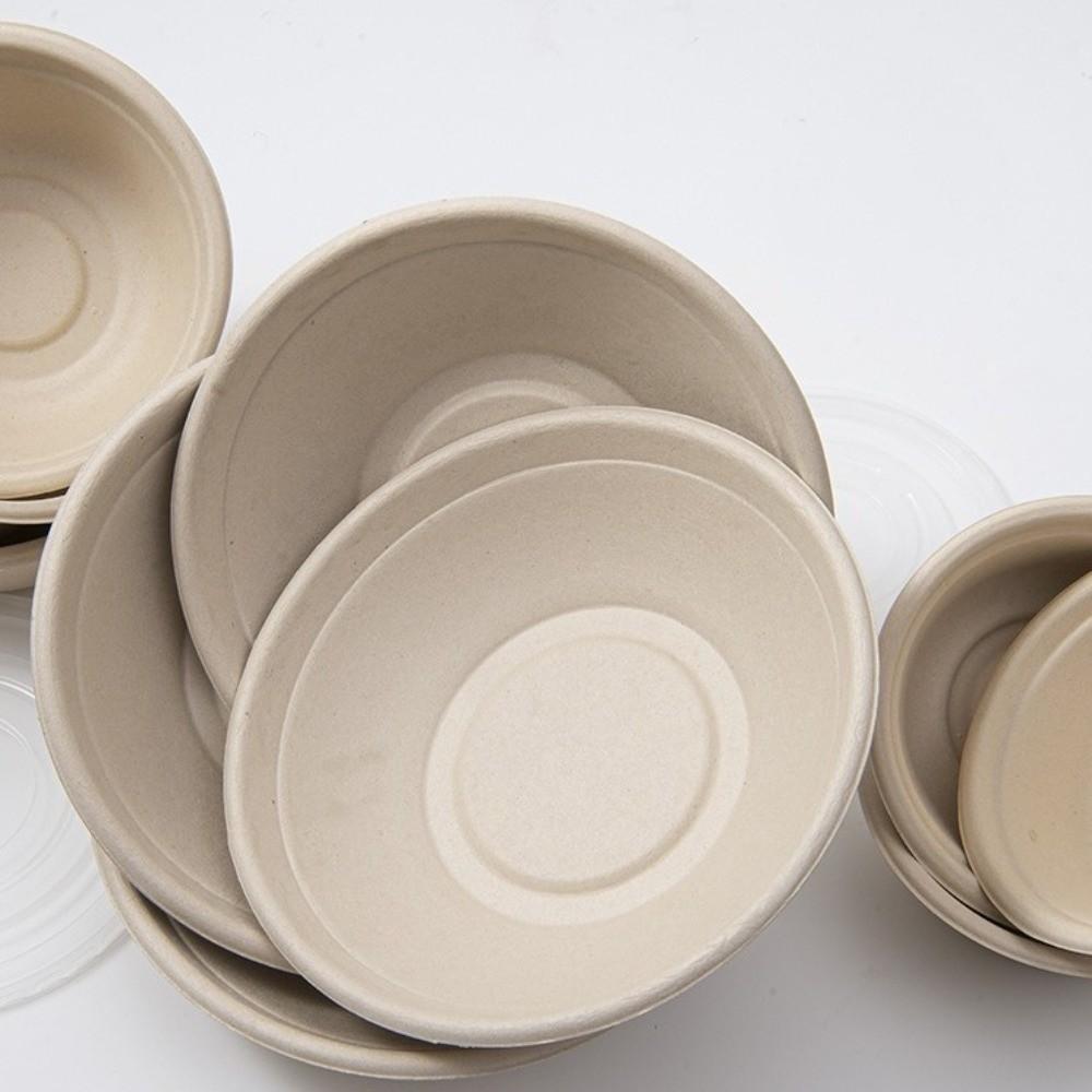 50Pcs Disposable Biodegradable Bowls Paper Pulp Bowl  for Noodles Soup Rice and Takeaway Meals