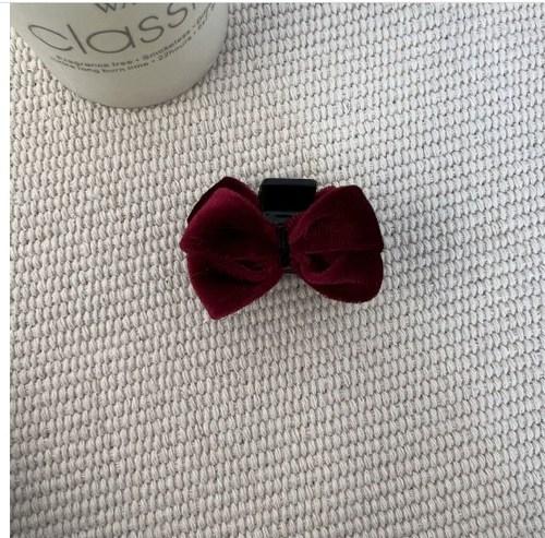Red Velvet Bow Small Hair Claw High Ponytail Sweet Bow Hairpin Cute Bangs Side Clip Grip Headdress Barrettes Hair Accessories