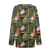 Women's Fashion Casual V-Neck Button-Up Long-Sleeve T-Shirt With Christmas Print Top