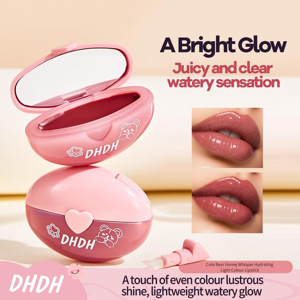 DHDH Rossetto Orsetto Carino – Balsamo Colorato Idratante, Trasparente & Luminoso, Effetto Lucidalabbra Succoso Stile Coreano