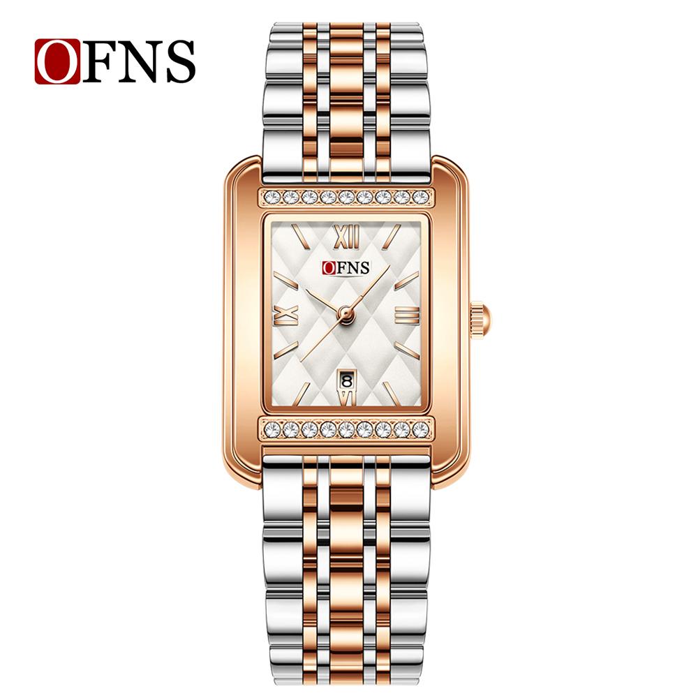Women's Quartz Watch with Diamond Pattern Dial Stainless Steel Strap Waterproof Calendar Women Watch