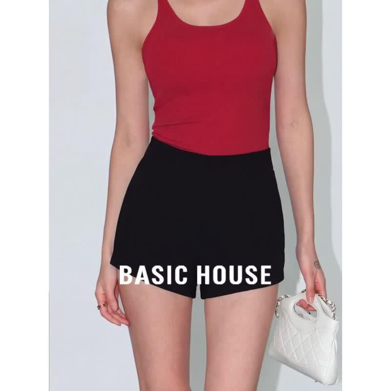 Basic House Women s High-Waist Slimming Booty Shorts L