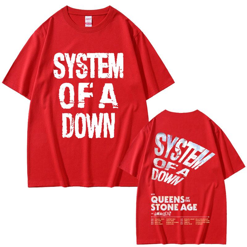 2025 Summer Limited System of A Down Tour 2026 Men Women Rock Vintage Oversized Mens Leisure Cotton Short Sleeve Tshirts